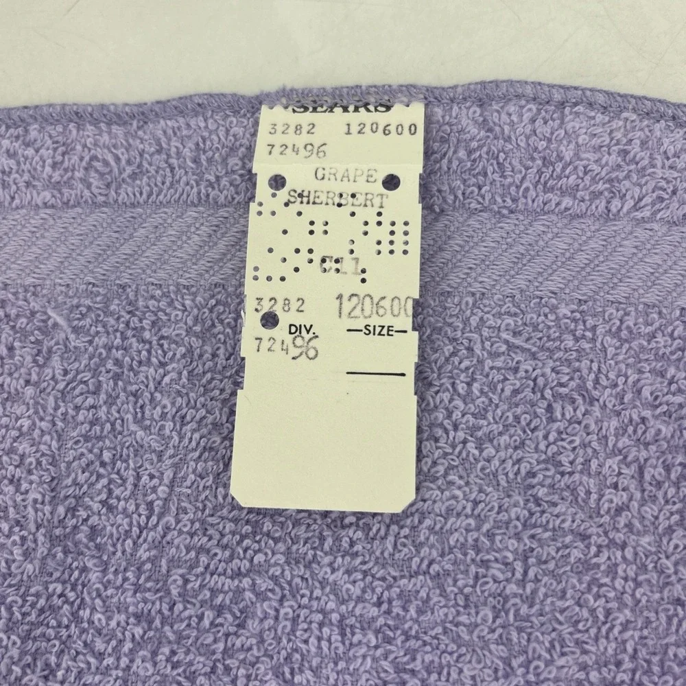 Vintage Sears Grape Sherbet Bath Towel & 2 Wash Cloth Lot‎ All Cotton 60s MCM